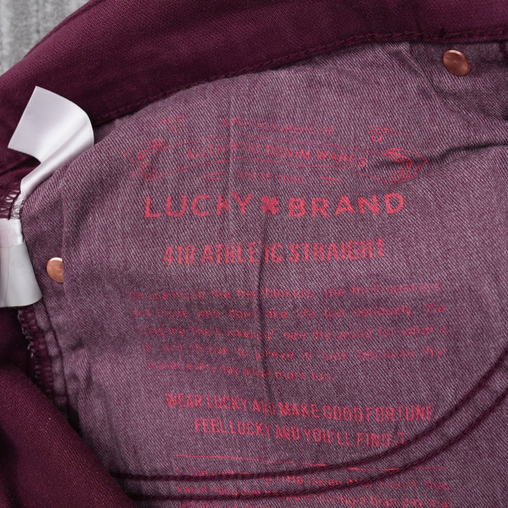 Lucky Brand 121 Heritage Slim Burgundy Stretch Jeans Mens 40x32 Fit 41X32.5 - Picture 12 of 12